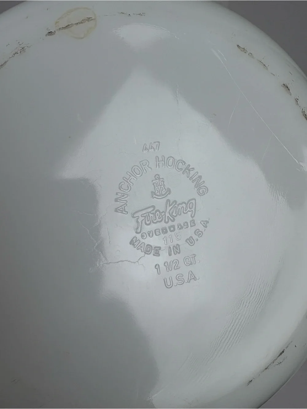 Vintage Anchor Hocking Fire King Glass Dish 447 Milk White 1.5 Quart Made in USA